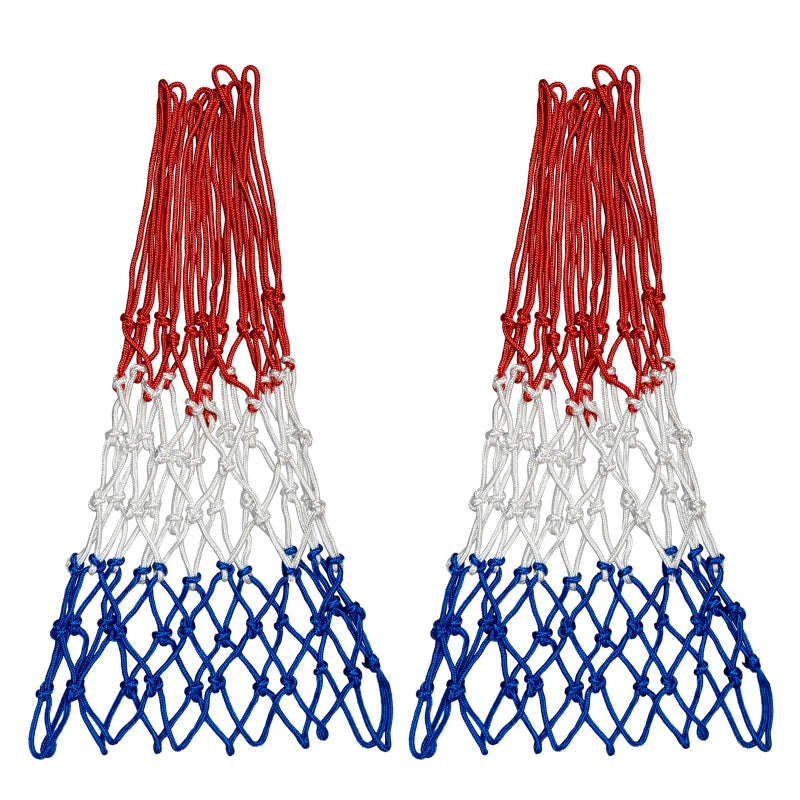 Sanung 2 Pack Heavy Basketball Net Rainproof Sunscreen, Red White Blue Bold Polyester Braided Rope, 12 Loops for Indoor Outdoor Professional Competitions - Image 1